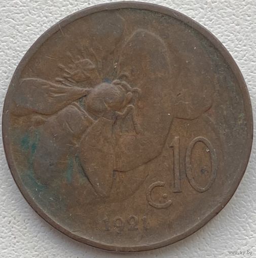 Италия 10 чентезимо 1921 г.