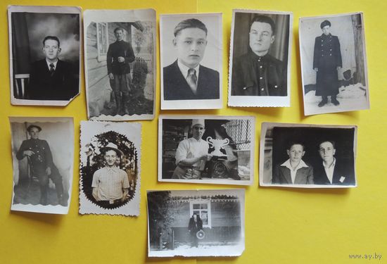 Фото "Мужики", Беларусь 1930-1960-е гг., 10 шт., 8*6 см.