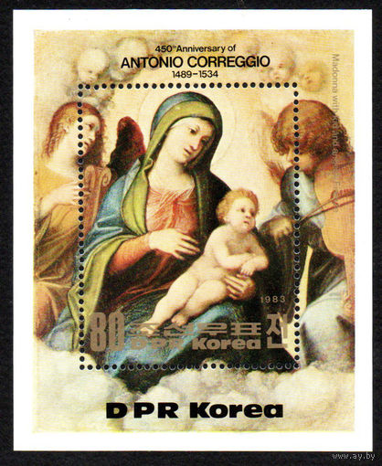 450 лет со дня рождения Антонио да Корреджо КНДР 1983 год 1 блок