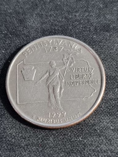 США 25 центов 1999 Пенсильвания P