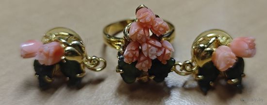 Винтажные серьги и кольцо.