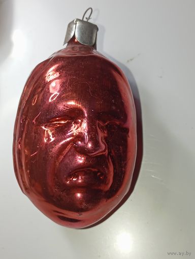 Ёлочная игрушка  -  Маска  Печаль и  Радость . СССР  . Стекло .