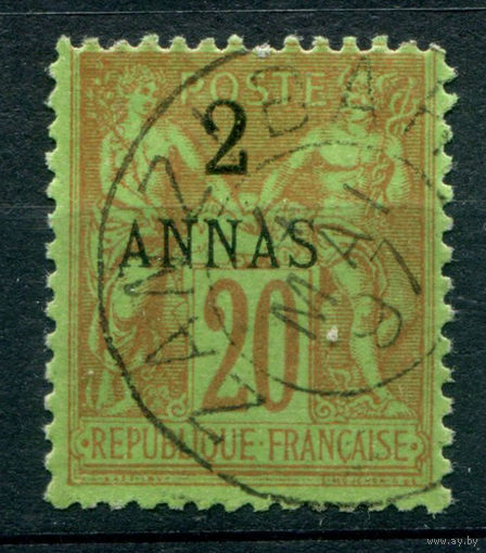 Французская почта в Занзибаре - 1894/96г. - аллегория, надпечатка 2 А на 20 с - 1 марка - гашёная [Mi 4]. #4-B5-106-A-1