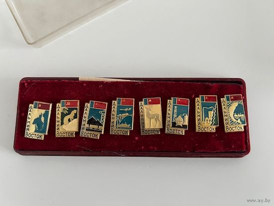 Дальний Восток сувенир в пенале с полным набором значков и вкладышем