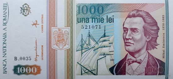 Werty71 Румыния 1000 лей 1993 UNC банкнота