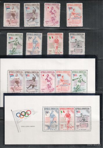 Доминикана-1957,(Мих.560-567,Бл.3-4)  ,  **  , Спорт,  ОИ, (полная серия),