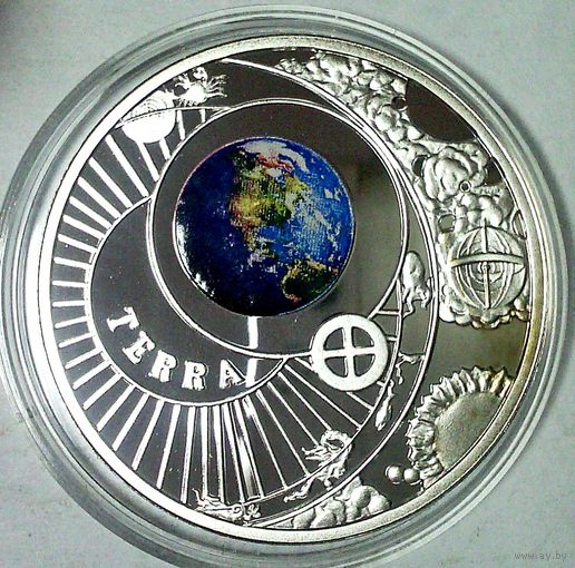 РАСПРОДАЖА!!! - БЕЛАРУСЬ 10 рублей 2012 год "Солнечная Система - ЗЕМЛЯ" (серебро) - PROOF!