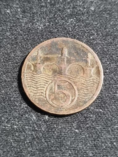 Чехословакия 5 геллеров 1923