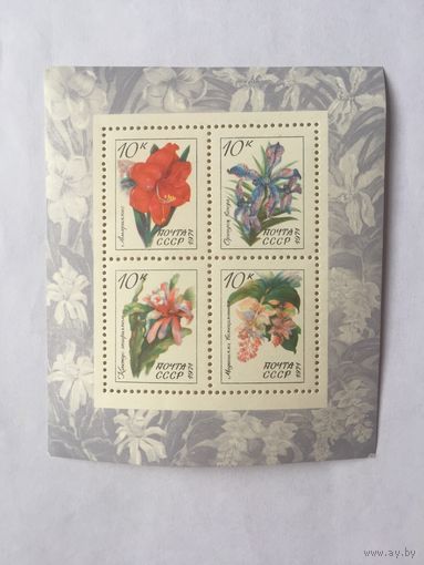 Блок флора цветы 1971 г. СССР