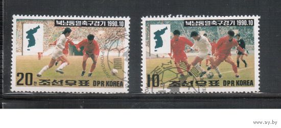 КНДР-1990,(Мих.3139-3140)  гаш.  , Спорт, Футбол,