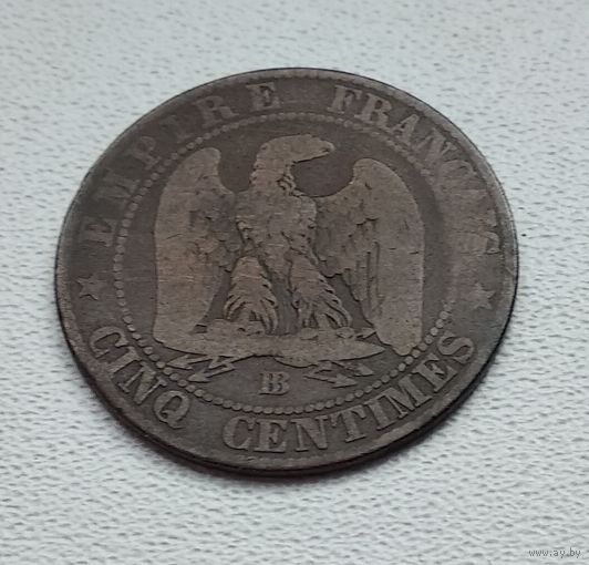 Франция 5 сантимов, 1854 "BB" - Страсбург 8-7-16