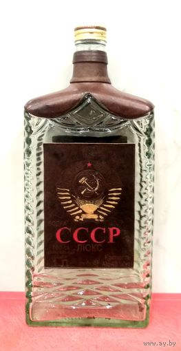 Штоф с Пробкой * Бутылка * 1 литр * от Водки СССР ЛЮКС * завод БелАлко * Брест * Стекло + Кожа