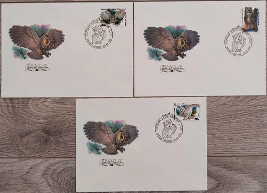 3 КПД. Ушастая сова. Белая сова. Филин. 1990 г.