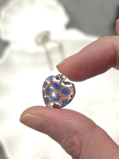 Лот С 1 РУБЛЯ! много лотов! Кулон Сердечко, милефиори стекло ручной работы