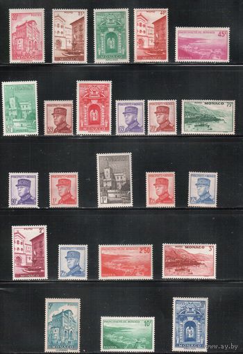Монако-1938(Мих.164-186)   */**   ,  Стандарт, Архитектура, Князь Луи II (полная серия)