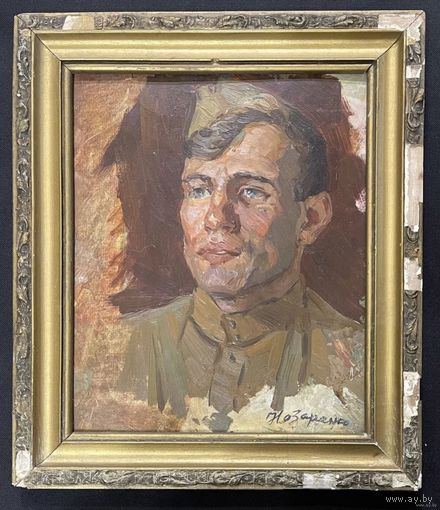 Назаренко Н.П "Портрет солдата", 1963г. Картон, масло.Размер 28,5х34,5 см.