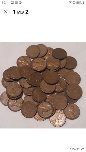 1 цент (пенни) 1957Д США  ролл 50 штук