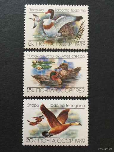 Утки. СССР,1989, серия 3 марки
