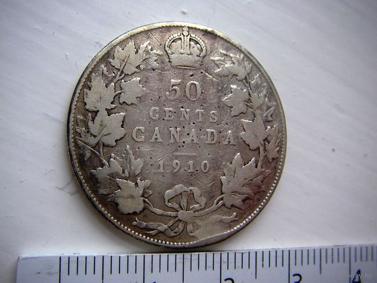 Канада. 50 центов. 1910 г. серебро.  Эдвард! Редкость!