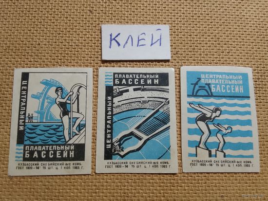Спичечные этикетки ф.Бийск. Центральный плавательный бассейн. 1965 год