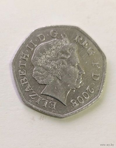 50 пенсов 2008 года Великобритания, королевский герб, не частая!