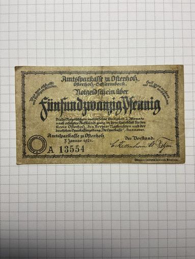 25 пфенигов (нотгельды) г. Германия.-2012