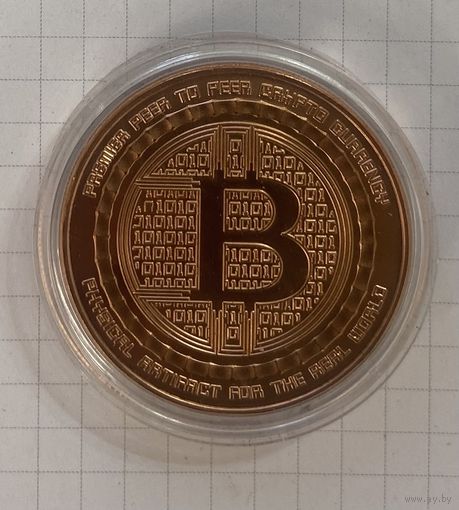Сувенирная монета Bitcoin медь