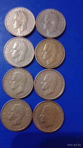 Испания 100 песет лот 8 штук 1982 -1990 полный комплект