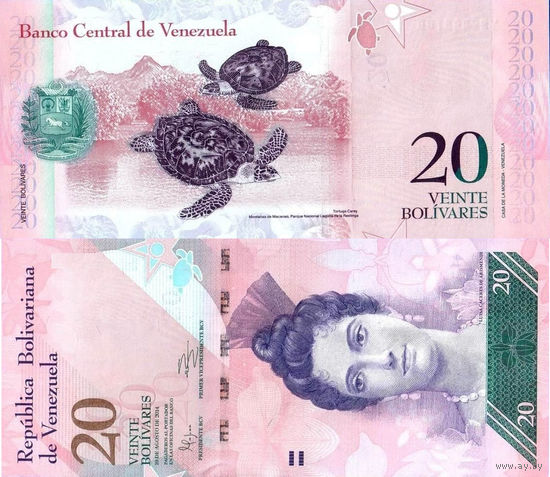 Венесуэла 20 Боливар 2014 UNС П1-179