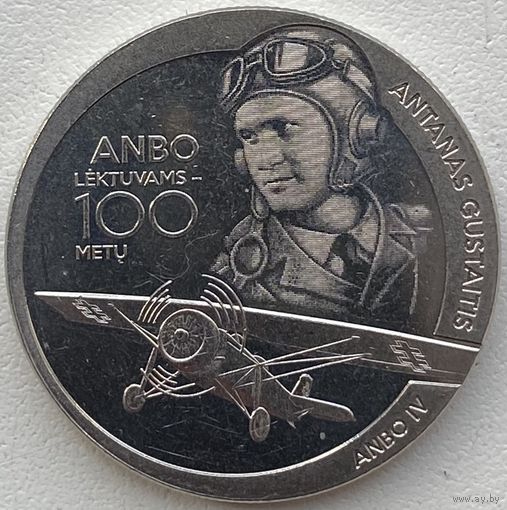 Литва 1,5 евро 2025 г. 100-летний юбилей - Самолет ANBO