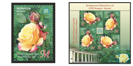 2014 БЕЛАРУСЬ  марка или малый лист   "Роза "Глория Дей"" MNH