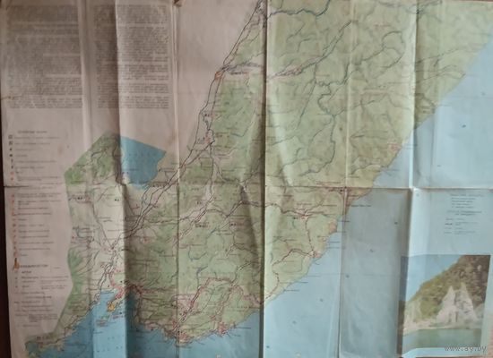 Карта Приморского края РФ. Туристическая схема. 68х49 см