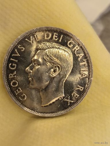 1 доллар 1949 Канада - Присоединение Ньюфаундленда - невероятно красивая! крупное серебро!