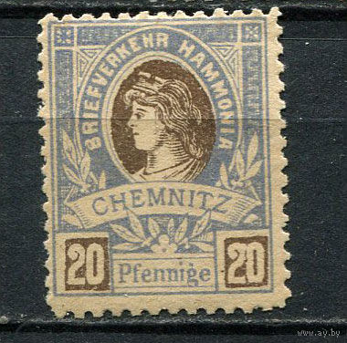 Германия - Хемниц - Местные марки - 1887 - Аллегория 20Pf - (разновидность цвета) - [Mi.25] - 1 марка. MNH, MLH.  (Лот 100EN)-T5P2
