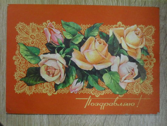 ПОДПИСАННАЯ ОТКРЫТКА СССР. "ПОЗДРАВЛЯЮ". ХУД. А. ПЛАКСИН. 1975 ГОД.