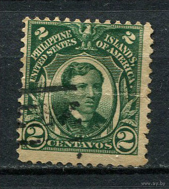 Американские колонии - Филиппины - 1906/1910 - Хосе Рисаль 2С - [Mi.237b] - 1 марка. Гашеная.  (Лот 14GQ)-T41P1