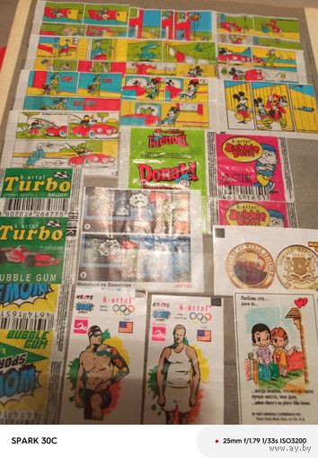 Этикетки вкладыши от жвачки