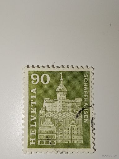 Марка Швейцария 1960 год 90 сантимов с изображением крепости Мунот в Шаффхаузене
