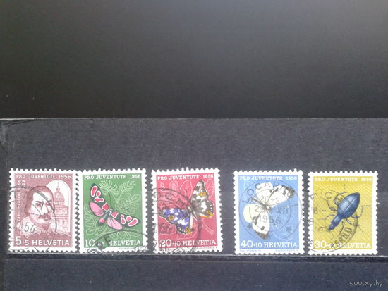 Швейцария, 1956, насекомые, полная серия, Михель 13 евро гаш.