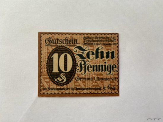 Нотгельд 10 пфеннигов. Веймарская республика - 1602