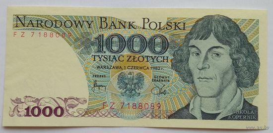 Польша 1000 Злотых 1982 Серия -FZ-, XF, 407