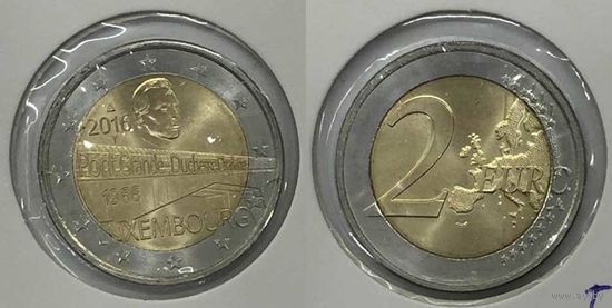 2 евро 2016 Люксембург "50-летие моста великой герцогини Шарлотты" UNC