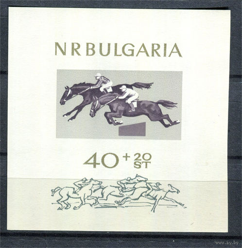 Болгария - 1965г. - Конный спорт - полная серия, MNH с полосами на клее [Mi bl. 16] - 1 блок
