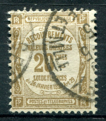 Франция - 1919/25г. - portomarken, доплатные марки, 20 с - 1 марка - гашёная [Mi 44]. #2-Fr-29-A-2