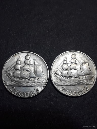 2 злотых 1936 кораблик. С рубля без мц!