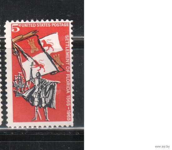 США-1965, (Мих.887) , * (без клея) , Флорида, Испанские солдаты, Корабль(одиночка)
