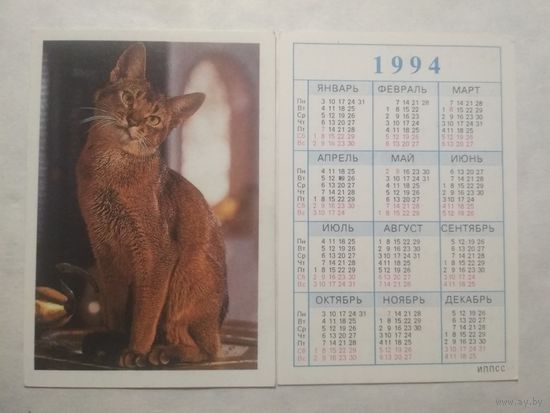 Карманный календарик. Котик.1994 год