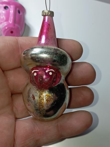 Ёлочная игрушка  - Гном. СССР  . Стекло .