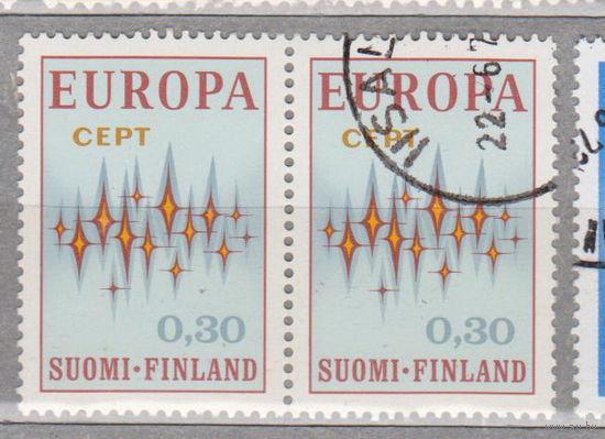 EUROPA CEPT Финляндия 1972 год лот 4 Сцепка ЧИСТАЯ и гашеная менее 25% то каталога можно раздельно