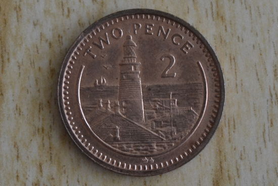 Гибралтар 2 пенса 1994 с 1 руб